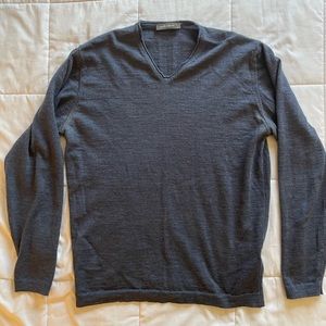 Emile Lafaurie blue Merino Wool V neck sweater / shirt